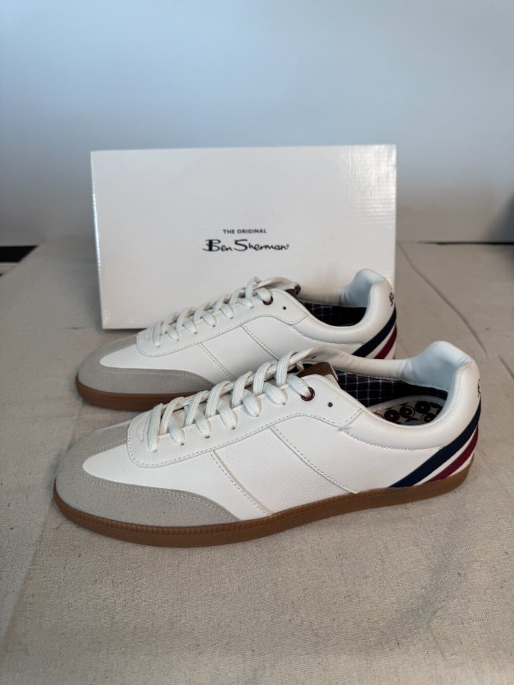 US Men's 12 Ben Sherman Rory Casual White Low Top Shoes Sneakers England 11 Uk